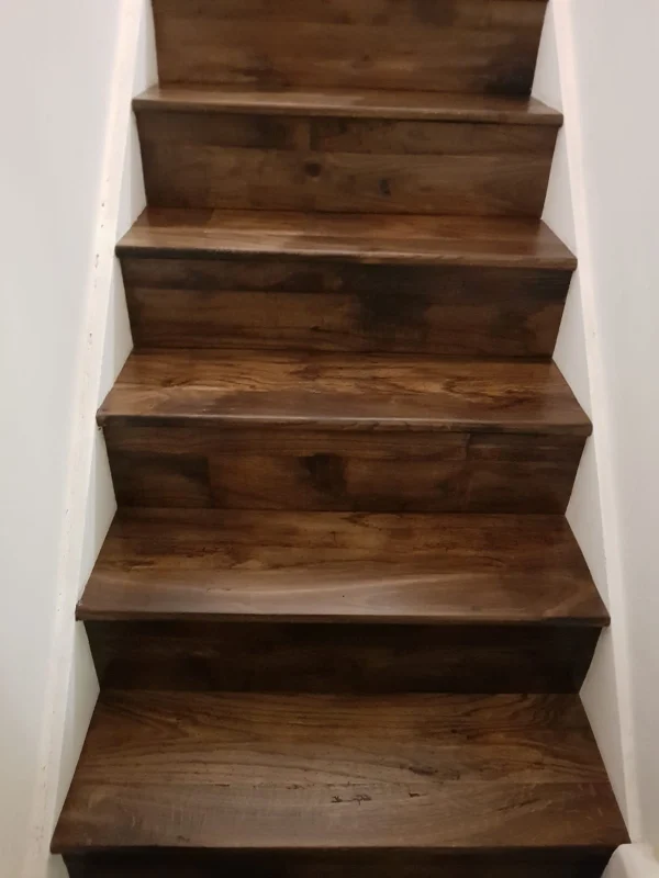 Genuine reclaimed C19th antique oak boards used to clad staircase