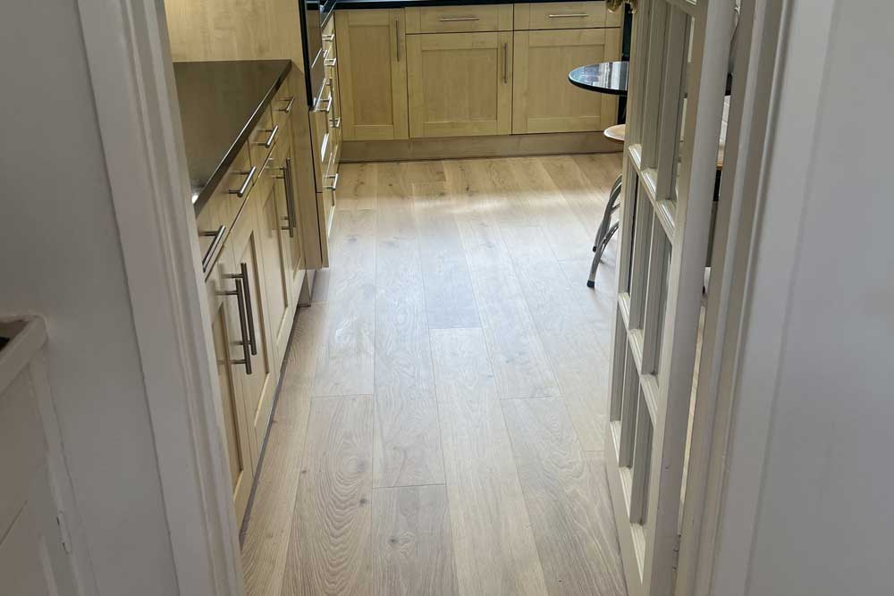 engineered oak floor in kitchen welwyn after