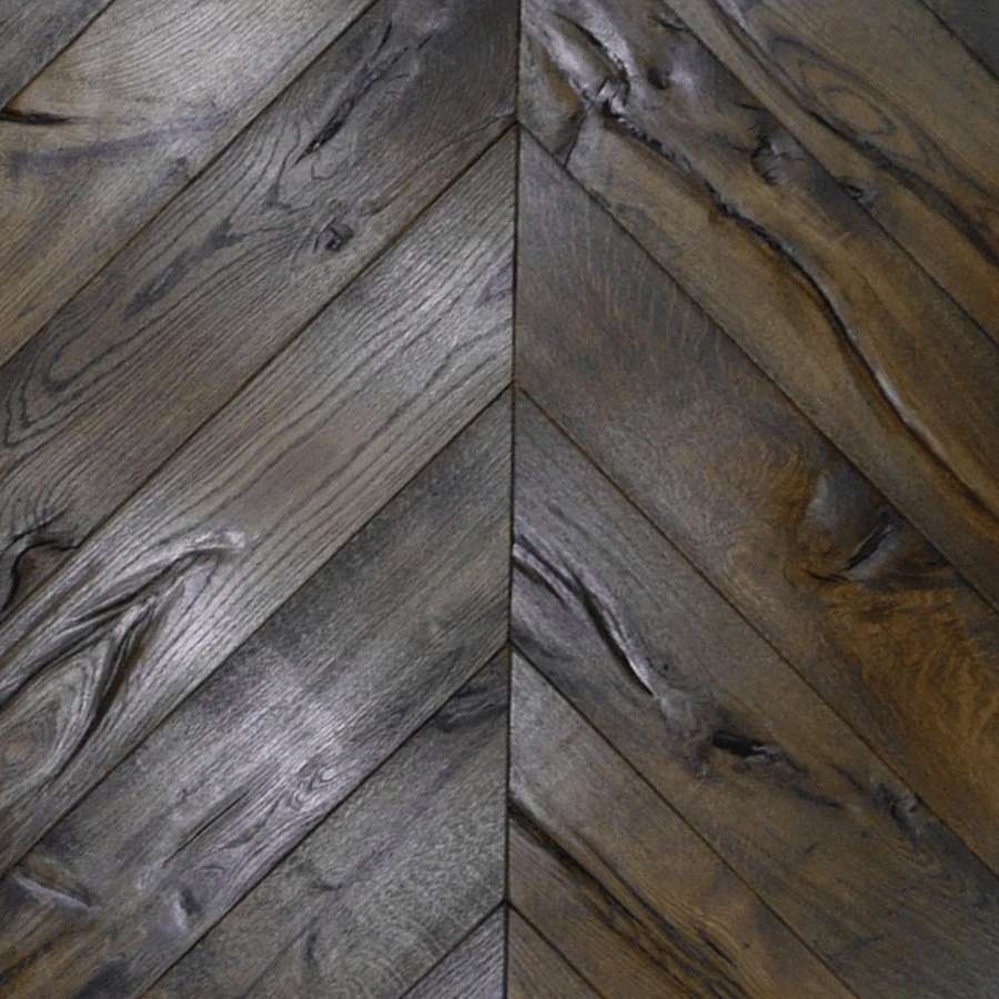 Chevron Antique Black Oiled Wooden Blocks
