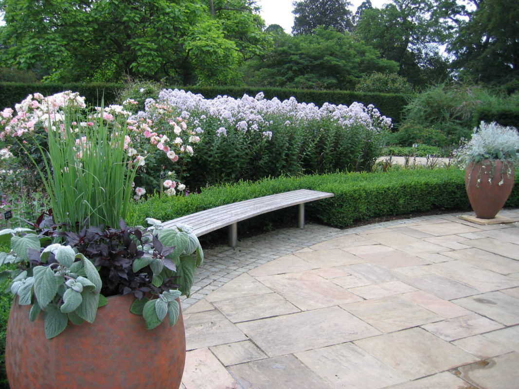 Stainless Steel & Teak Curved Bench - Queen's Jubilee Garden Windsor