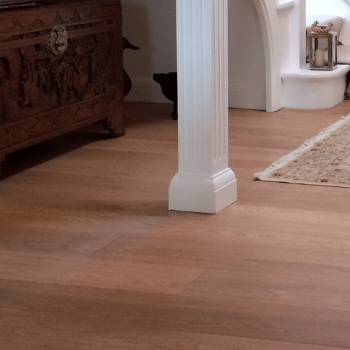 Prime Engineered Oak finished with Raw hardwax oil.